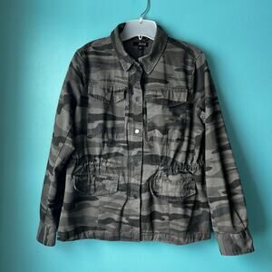 A.N.A A New Approach Green Camo Womens Denim Long Sleeve Jacket Size Large